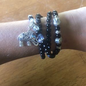 Beaded elephant good luck bracelet